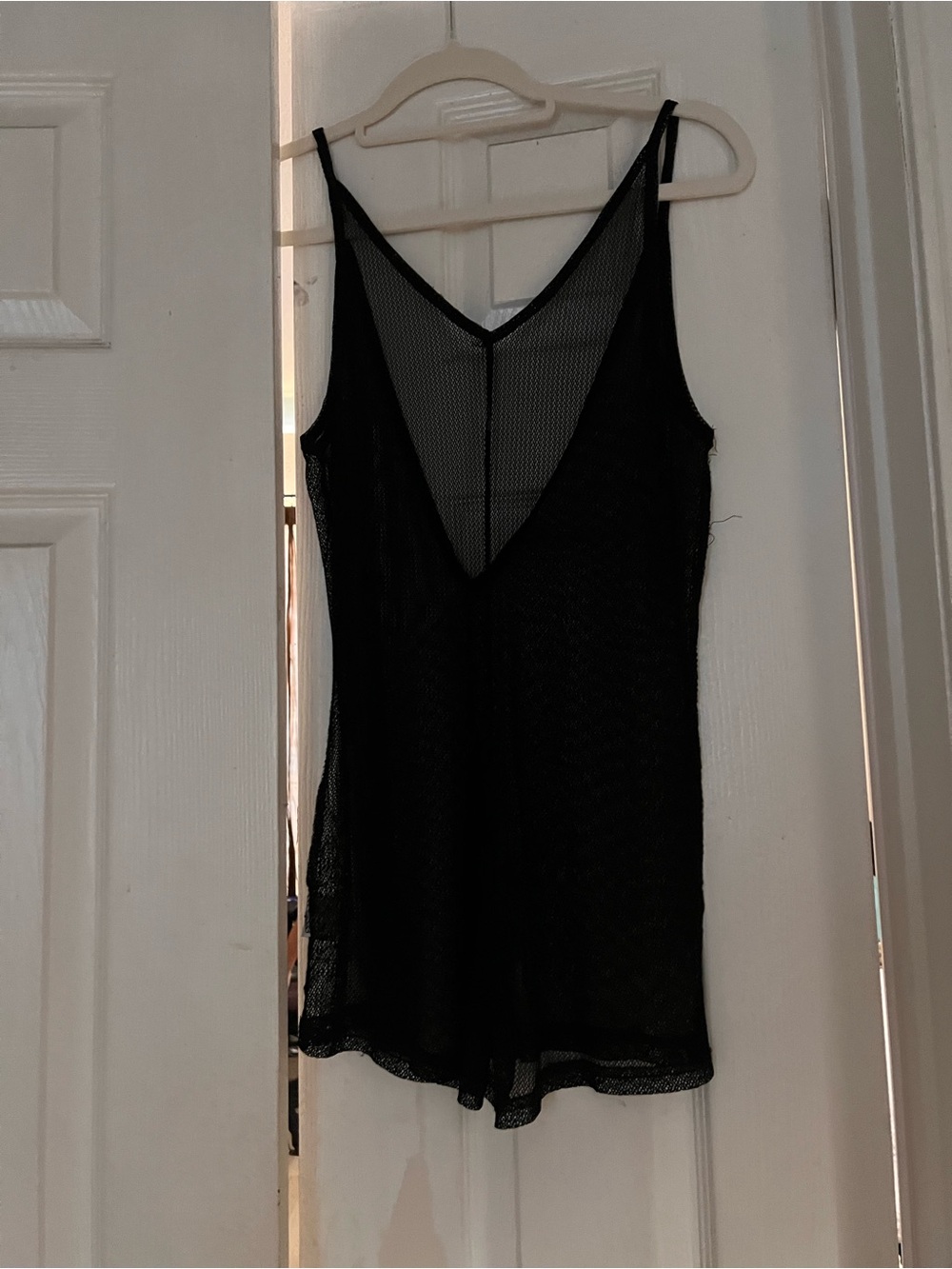 Black Mesh V-Neck Swim Coverup